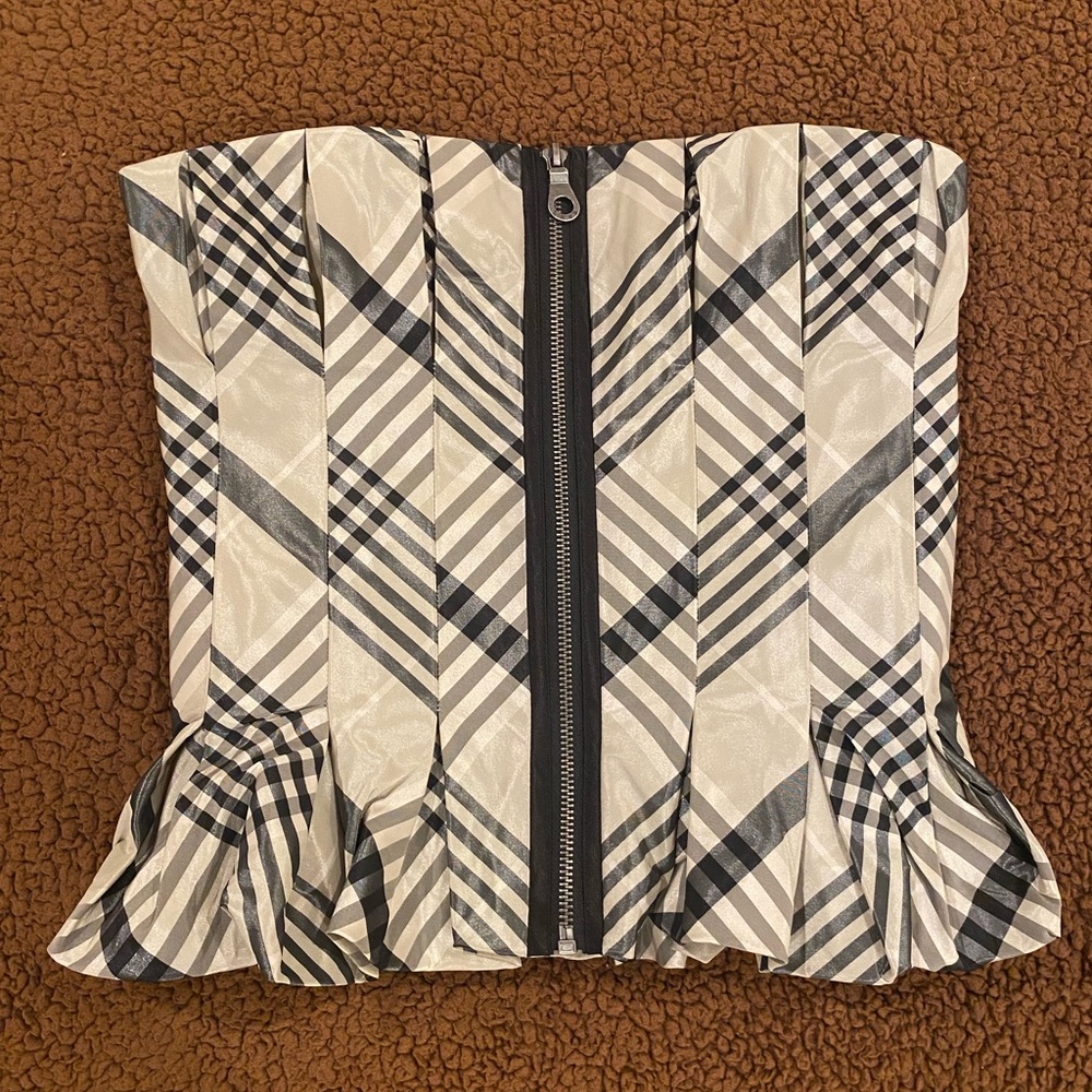 L.A.M.B. Gwen Stefani plaid peplum corset